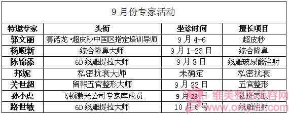 太原丽都9月促销方案及专家活动